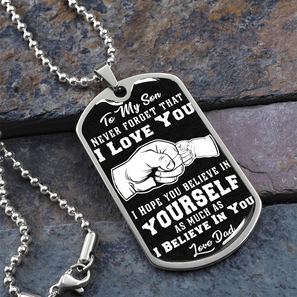 To My Son Love Dad Dog Chain