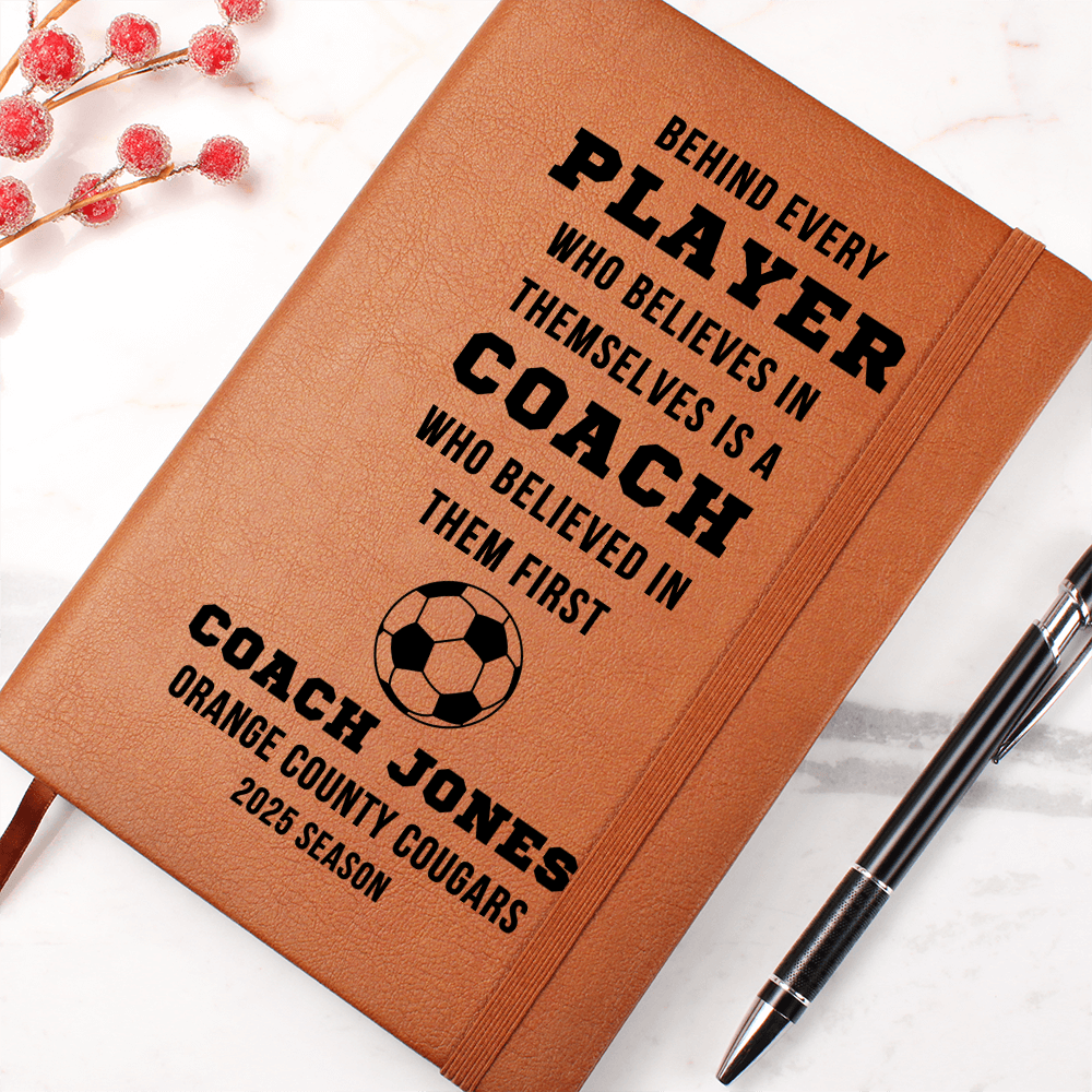 Personalized Coach Gift Journal – Custom Team Name, Coach Name & Sport Icon – End of Season Sports Notebook for Any Coach Appreciation