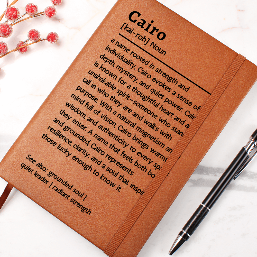 Custom Name Definition Journal – Personalized Word Meaning Notebook – Thoughtful Christmas Gift for Him Her – Unique Birthday Gift – Vegan Leather Keepsake