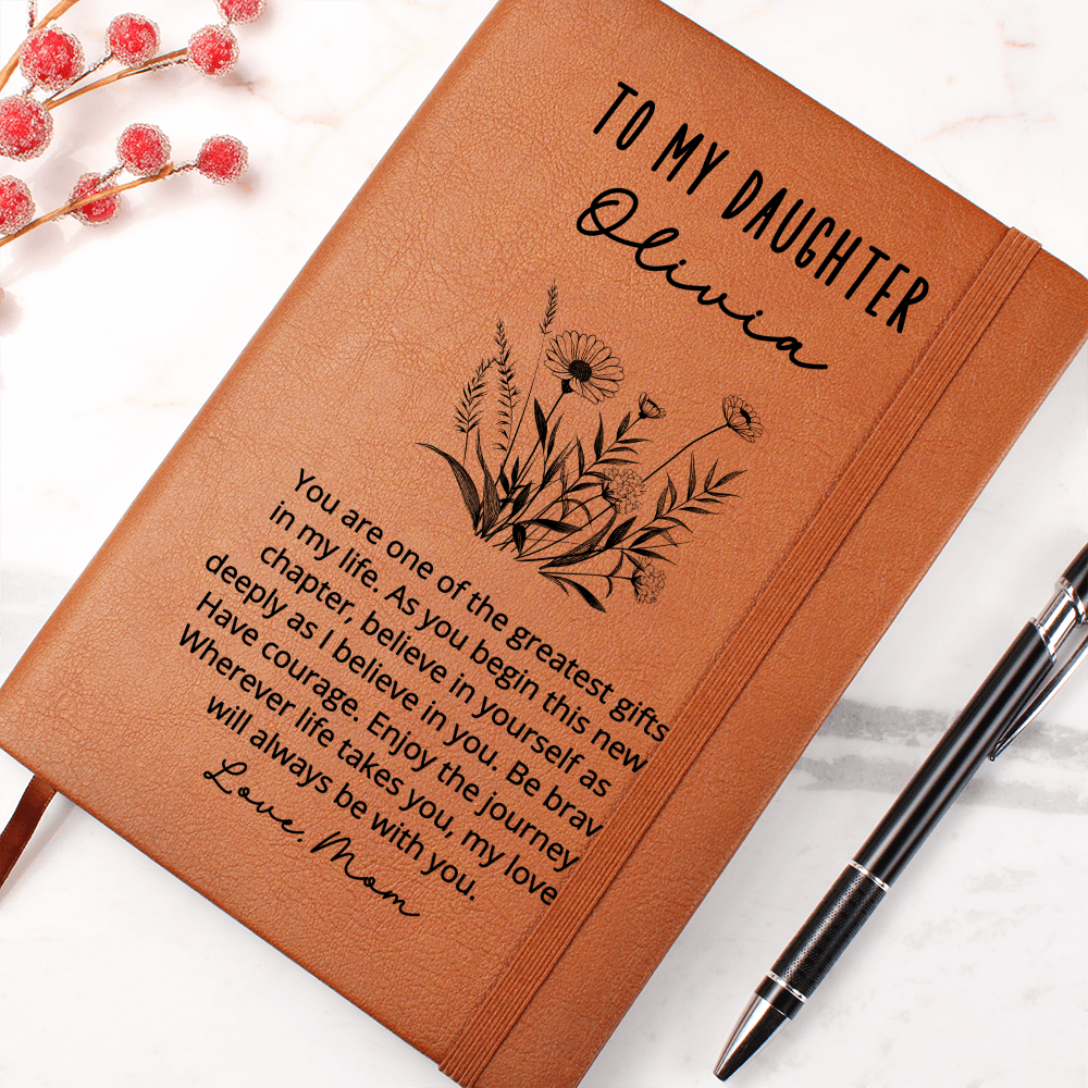 Personalized Daughter Journal • Vegan Leather New Chapter Gift • Back to College Notebook • Graduation Keepsake • Custom Name Diary