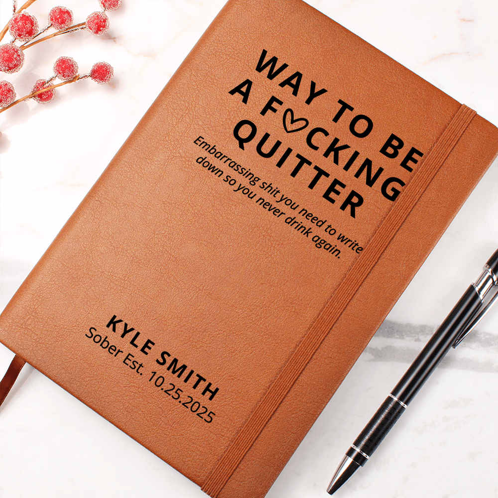 Custom Name Sobriety Journal, Personalized Vegan Leather Notebook, Recovery Gift, Sober Milestone Keepsake, Sponsor Gift Idea