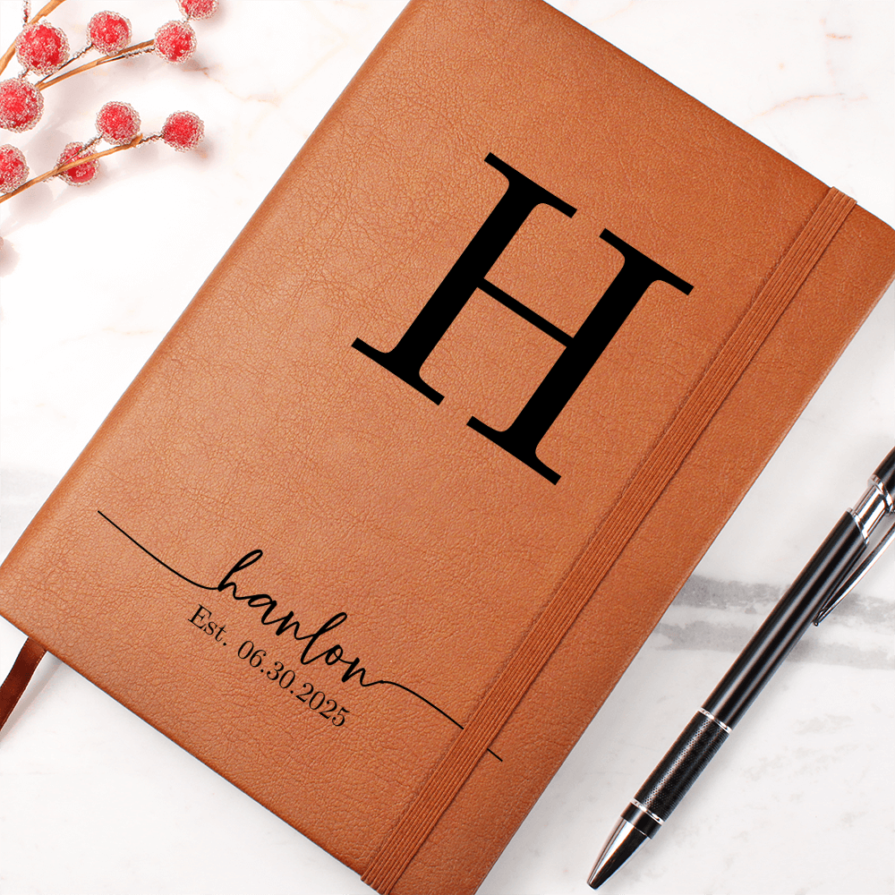 Personalized Family Name Journal – Custom Monogram Gift with EST. Date – Wedding Guest Book, Anniversary, Housewarming Gift for Couple