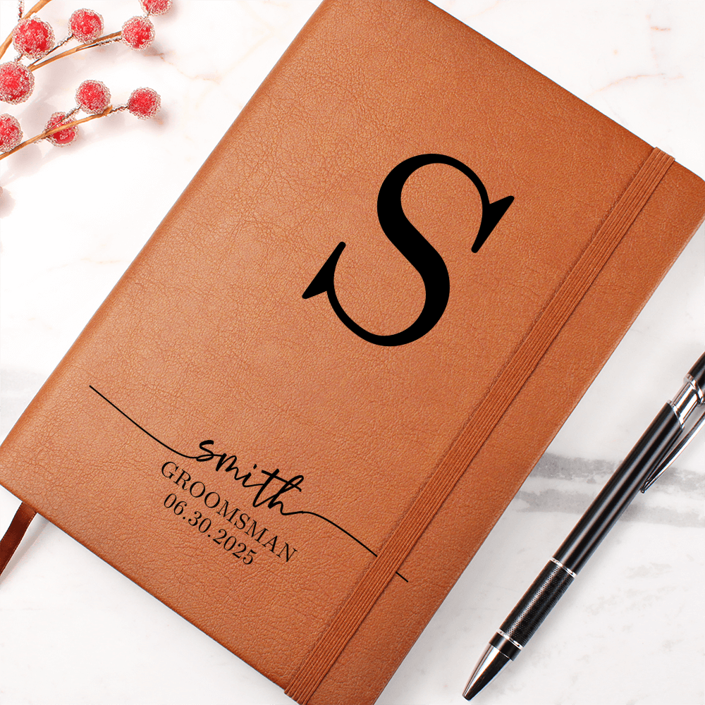 Personalized Groomsman Journal – Custom Monogram Notebook with Name & Wedding Date – Groomsmen Proposal or Thank You Gift Idea