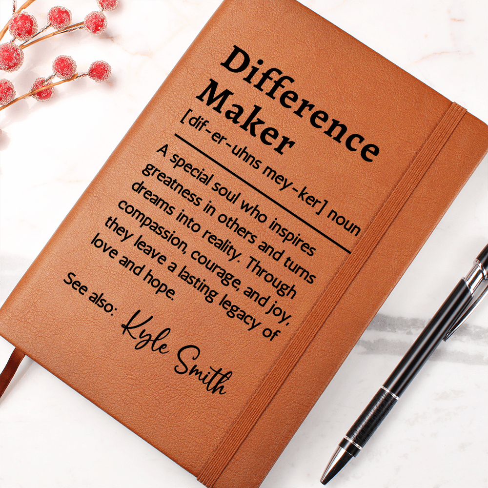 Difference Maker Custom Notebook Journal, Mentor Gift, Teacher Appreciation Gift, Thank You Retirement Gift, Christmas Gift for Coworker or Boss