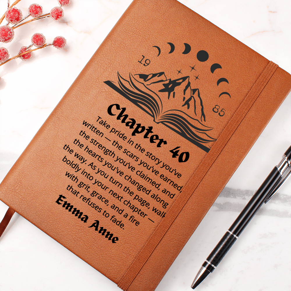 Chapter Forty Custom Journal, 1985 Bookish Fortieth Birthday Gifts for Her, Personalized 40th Birthday Name Book, Spicy Book Lover