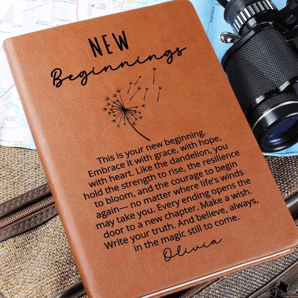 Personalized New Beginnings Journal for Her | Dandelion Fresh Start Gift, Retirement, Divorce, Graduation, New Chapter Notebook