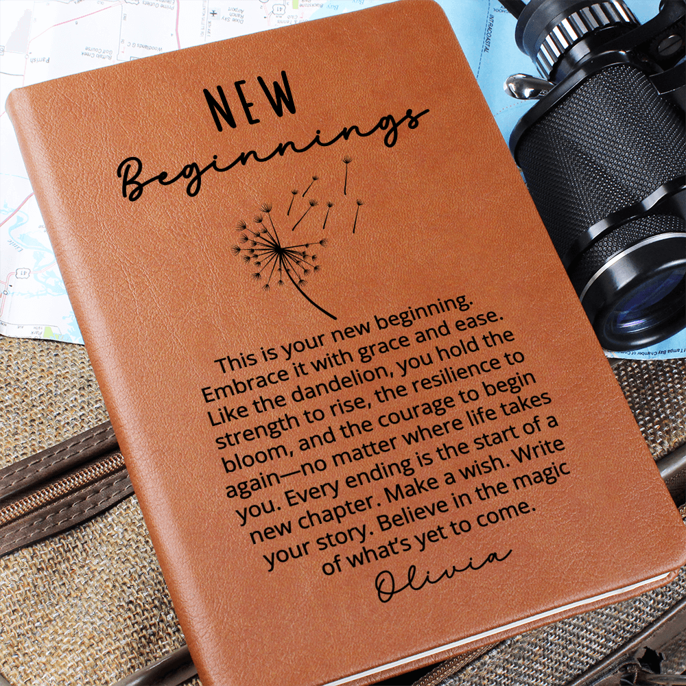 Personalized New Beginnings Gift, New Chapter Dandelion Gifts for Women, Retirement gift, New job gift, Fresh start Journal, Divorce gift