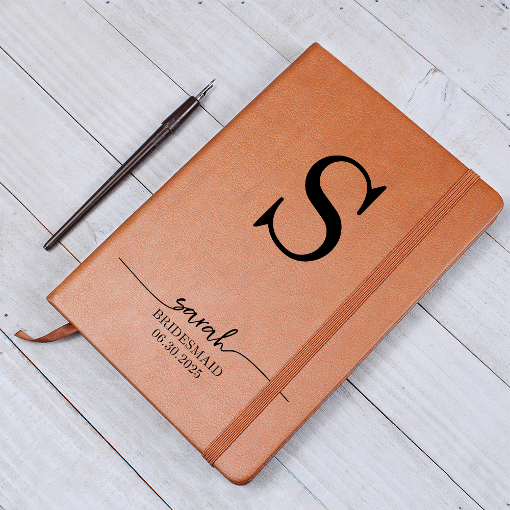 Personalized Bridesmaid Journal – Custom Monogram Notebook with Name & Wedding Date – Bridesmaid Proposal or Thank You Gift Idea