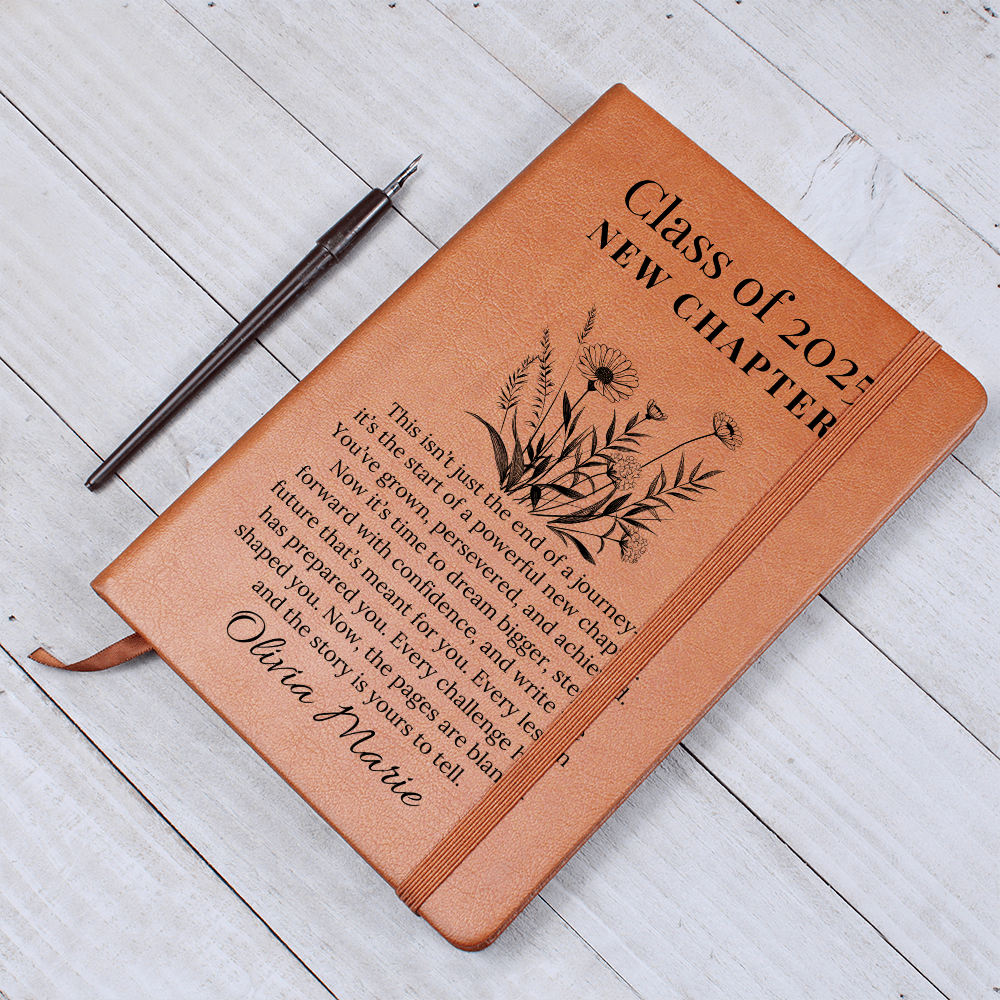 College Graduation Gift For Her, Personalized Vegan Leather Journal, Custom Notebook For Daughter, Niece, Graduation Keepsake Class Of 2025 Gift