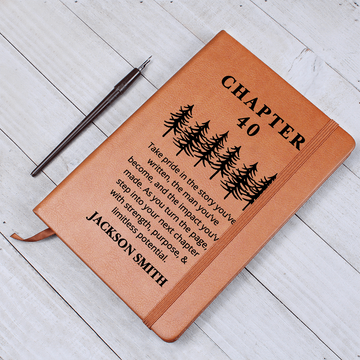 40th Birthday Gift, Turning Forty Notebook, 40 Years Old Gift for Him, New Chapter 40th Birthday Gift, Men Custom Name Journal New Beginnings
