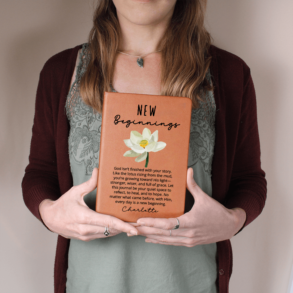 Christian New Beginnings Journal Gift for Her – Faith-Based Lotus Flower Notebook – Encouragement, Divorce, Sobriety, Recovery Gift