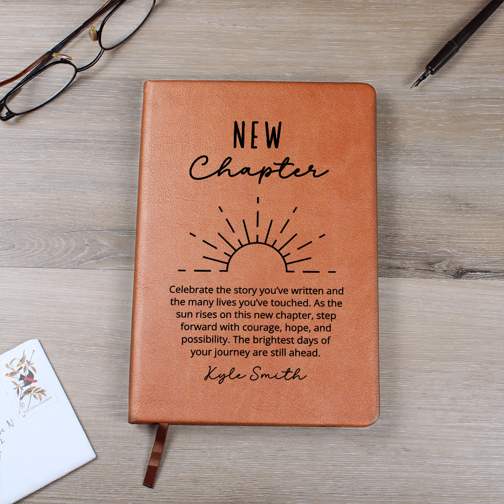 Personalized Sunshine Journal, New Chapter Gift, Retirement Notebook, New Job Encouragement Gift, Divorce Healing, Inspirational Christmas
