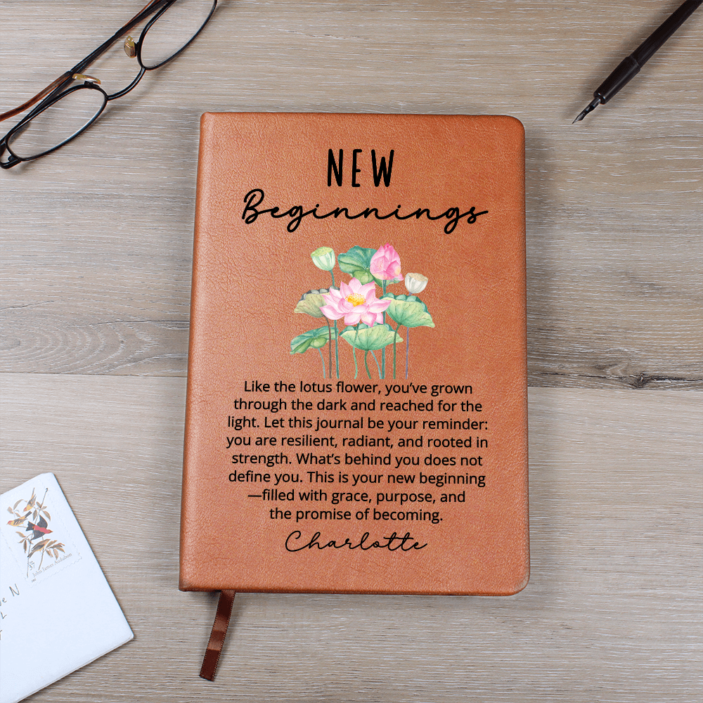 Personalized Lotus Flower Journal for Her – New Chapter Encouragement Gift – Divorce, Healing, Self Love, Recovery, Starting Over Notebook