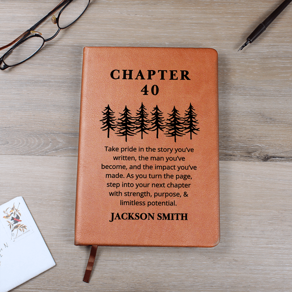 40th Birthday Gift, Turning Forty Notebook, 40 Years Old Gift for Him, New Chapter 40th Birthday Gift, Men Custom Name Journal New Beginnings