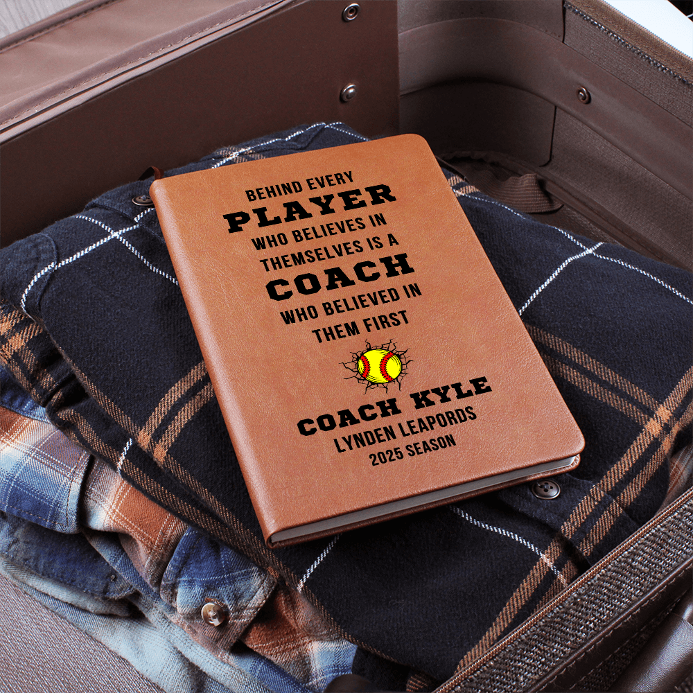 Any Sport Personalized Gift for Coach End of Season Thank You Customized Coach Book Youth Travel School Vegan Leather Notebook