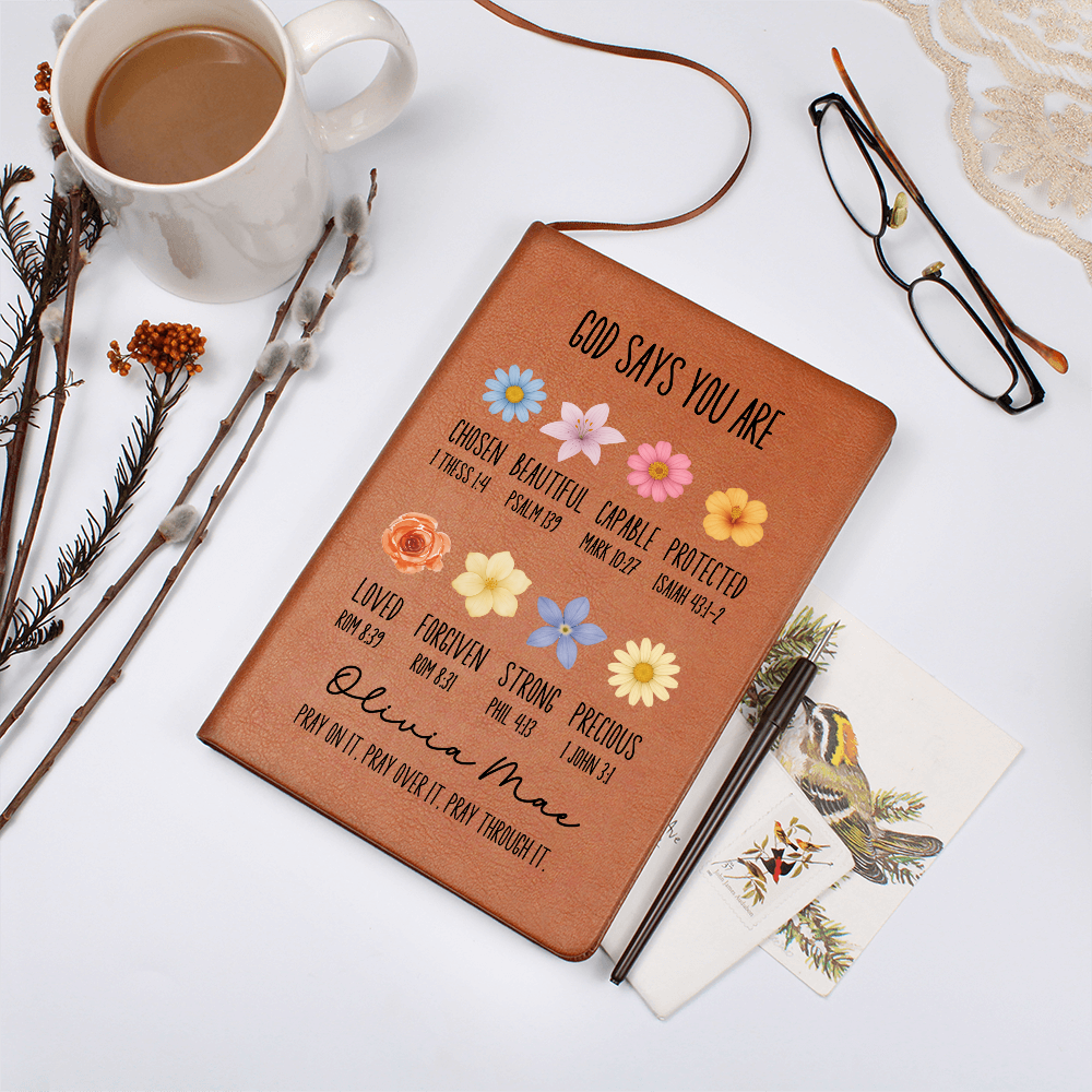 Personalized Prayer Journal For Women Custom Positive Affirmations Journal Christian Gift Religious Gift for Girls Journal God Says You Are