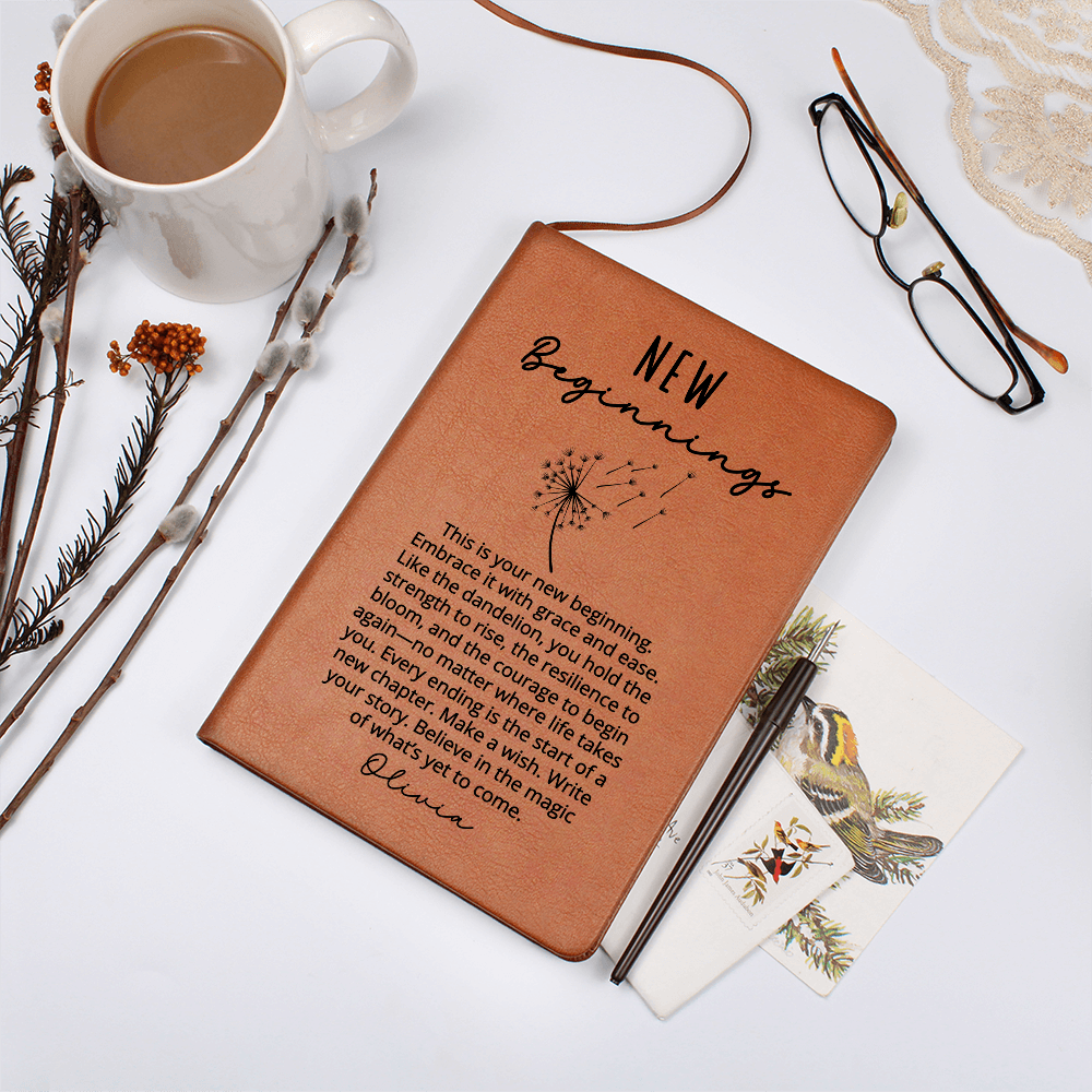 Personalized New Beginnings Gift, New Chapter Dandelion Gifts for Women, Retirement gift, New job gift, Fresh start Journal, Divorce gift