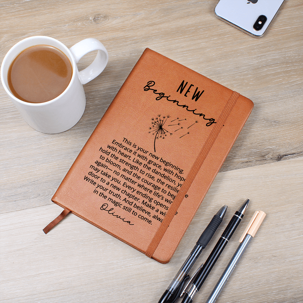 Personalized New Beginnings Journal for Her | Dandelion Fresh Start Gift, Retirement, Divorce, Graduation, New Chapter Notebook