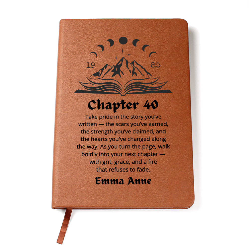 Chapter Forty Custom Journal, 1985 Bookish Fortieth Birthday Gifts for Her, Personalized 40th Birthday Name Book, Spicy Book Lover