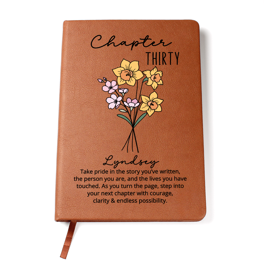 30th Birthday Gift for Her or Him-Chapter 30 Name Journal, Birth Month Flower Notebook, Sentimental Personalized Birthday Gift for Daughter