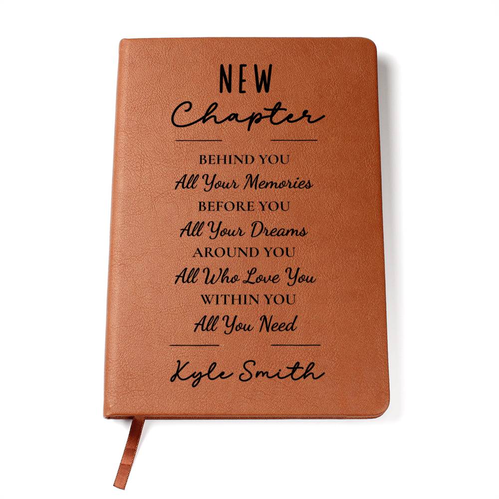 Personalized Vegan Leather Journal | New Chapter Engraved Notebook, Custom Name Memory & Dream Journal, Gift for Graduation or Birthda