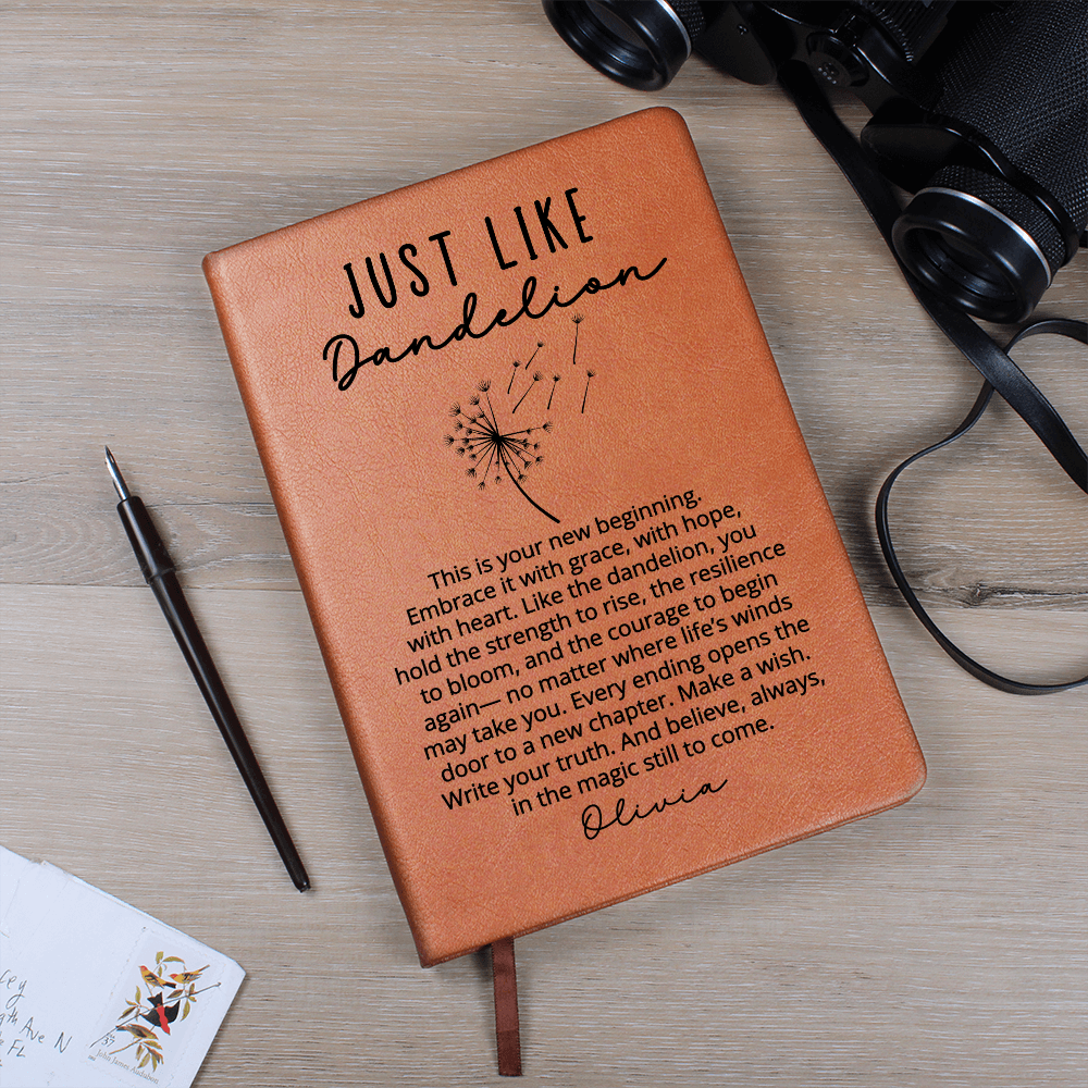 Personalized New Beginnings Journal for Her Dandelion Fresh Start Gift, Retirement, Divorce, Graduation, New Chapter Encouragement Gift