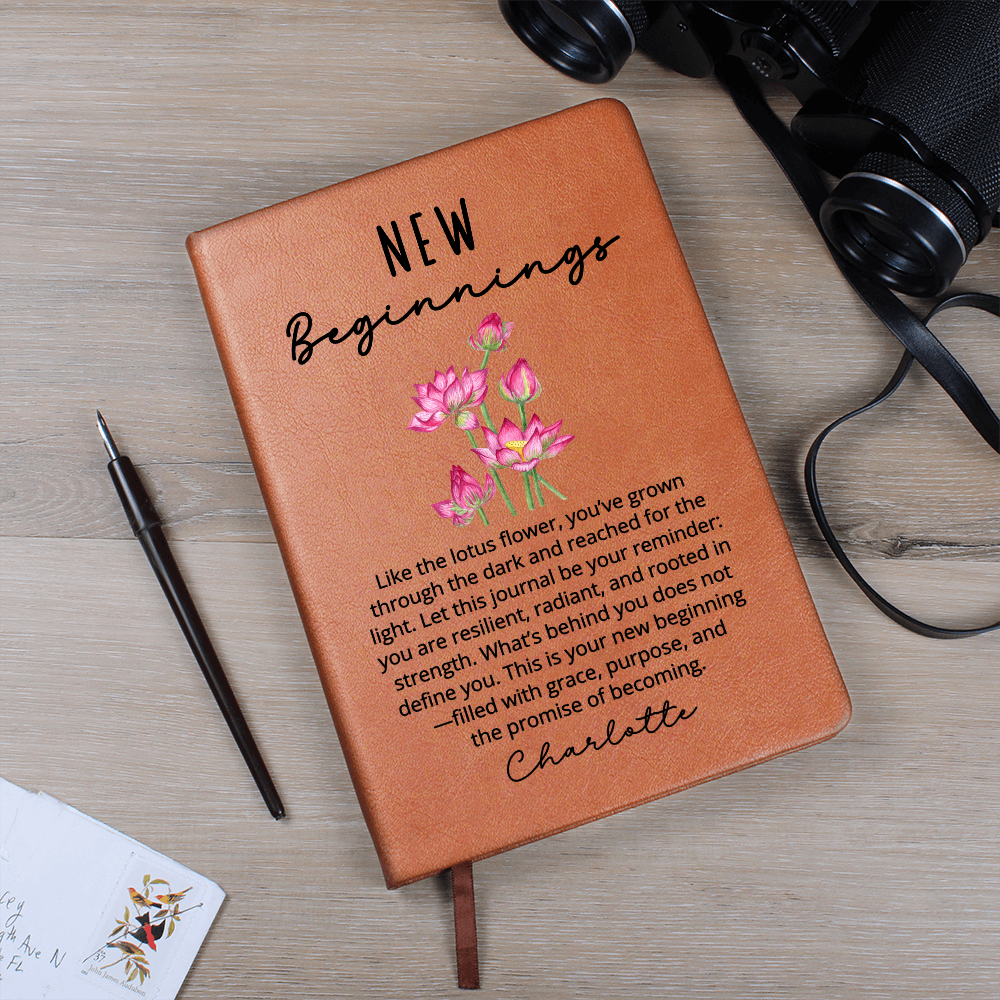 Personalized Lotus Flower Journal for Her – New Chapter Encouragement Gift – Divorce, Healing, Self Love, Recovery, Fresh Star Notebook