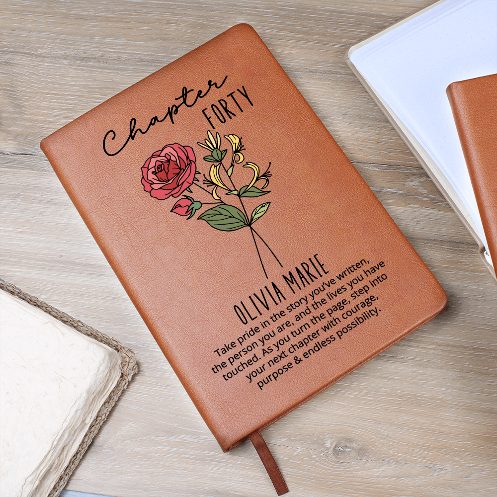 Chapter 40 Birth Month Flower Notebook | 40th Birthday Gift for Her Name Journal , Sentimental Personalized Birthday Gift for Daughter