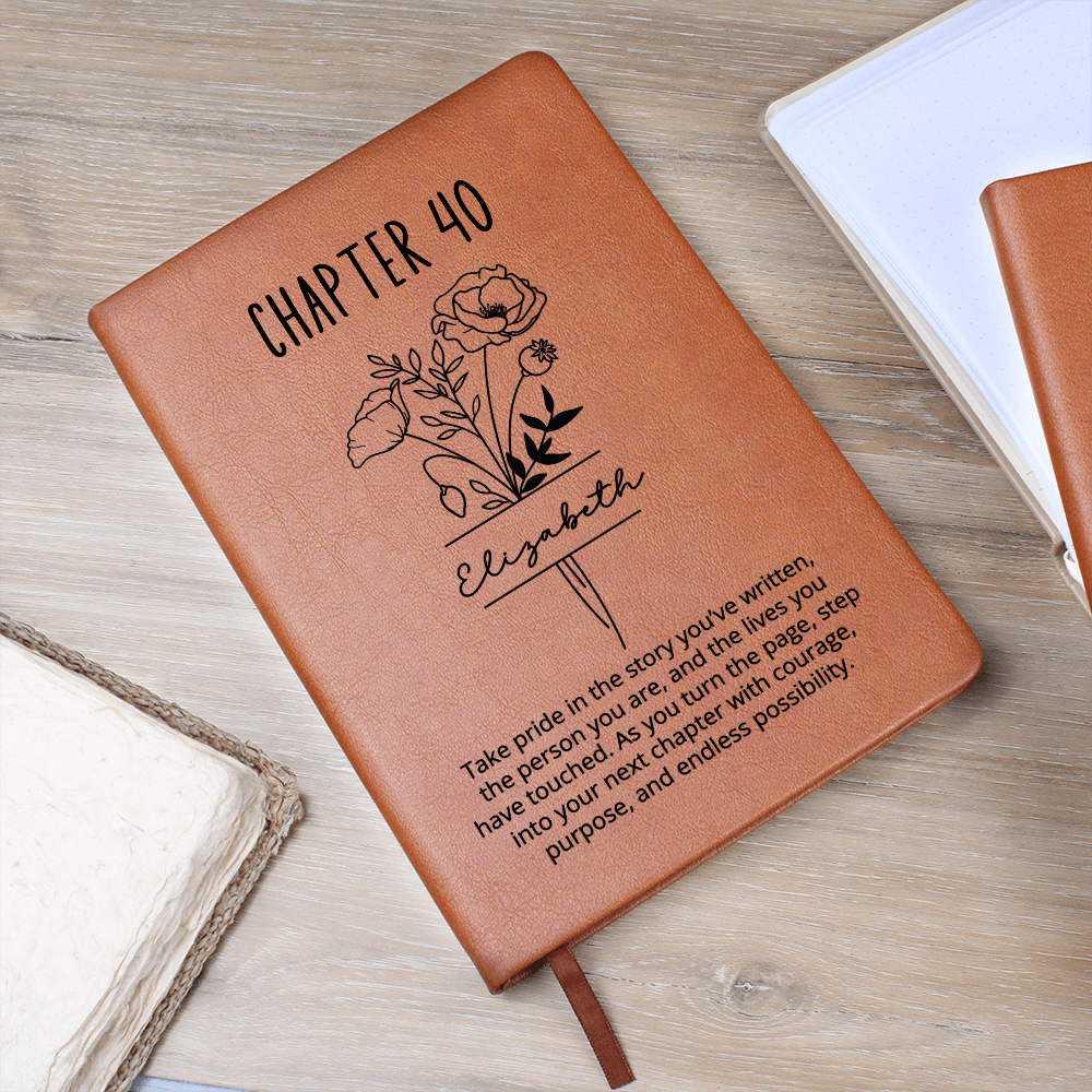 40th Birthday Gift for Her or Him-Chapter 40 Name Journal Birth Month Flower Notebook, Personalized Birthday Gift for 40 Year Old Daughter