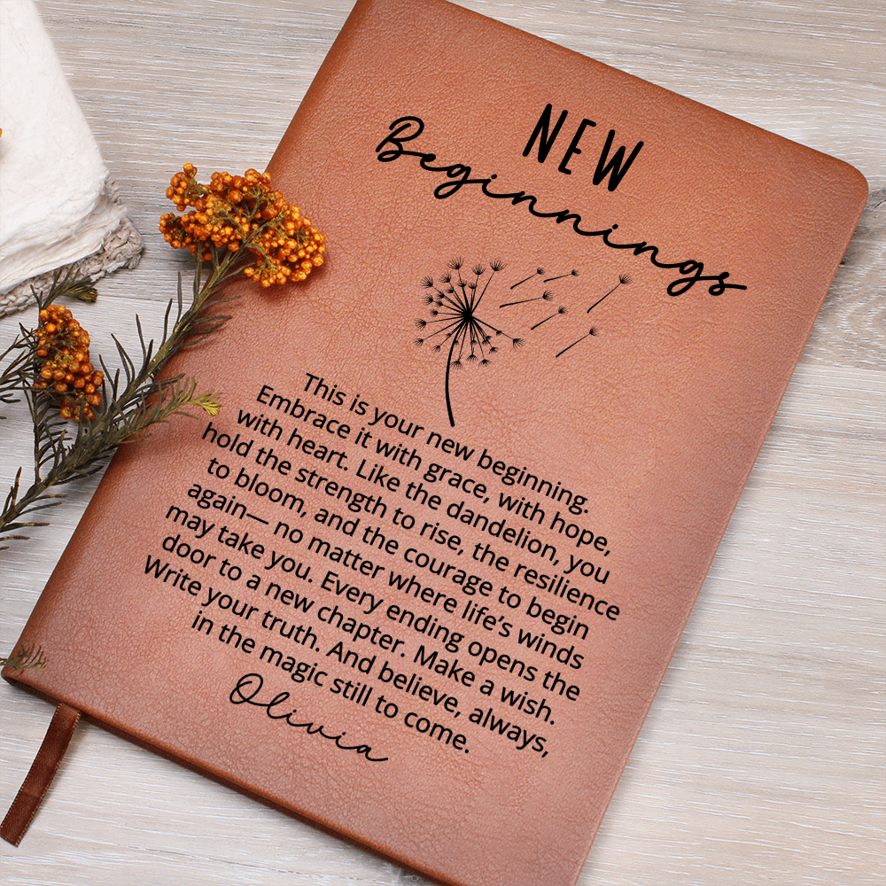 Personalized New Beginnings Journal for Her | Dandelion Fresh Start Gift, Retirement, Divorce, Graduation, New Chapter Notebook