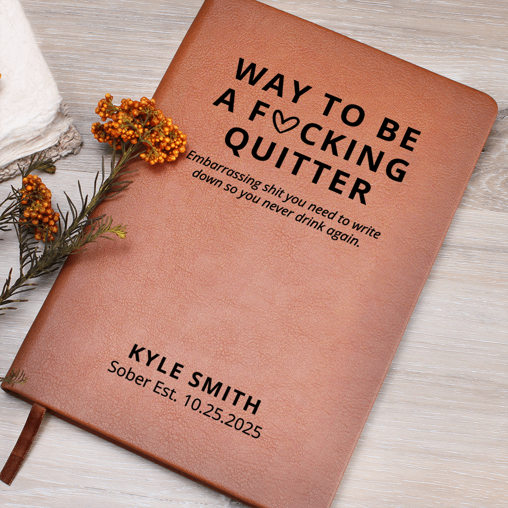 Custom Name Sobriety Journal, Personalized Vegan Leather Notebook, Recovery Gift, Sober Milestone Keepsake, Sponsor Gift Idea