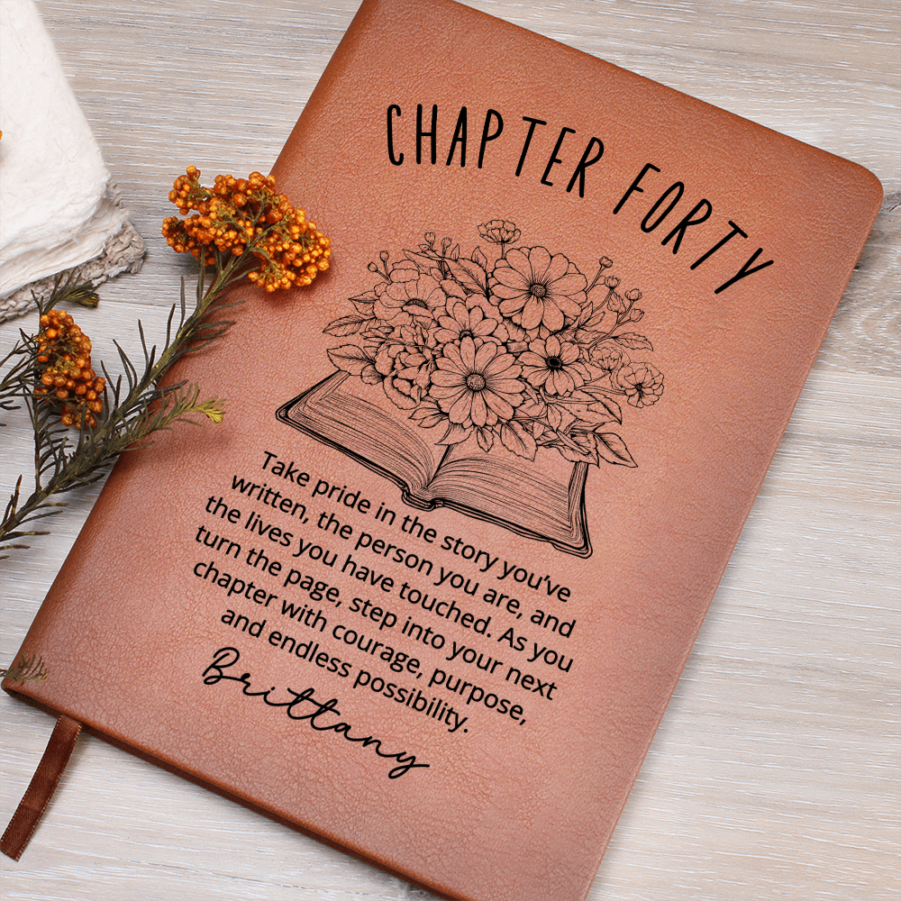 Chapter Forty Custom Journal Bookish Fortieth Birthday Gifts Personalized 40th Birthday Book Letters Friend Birthday Gift for Her