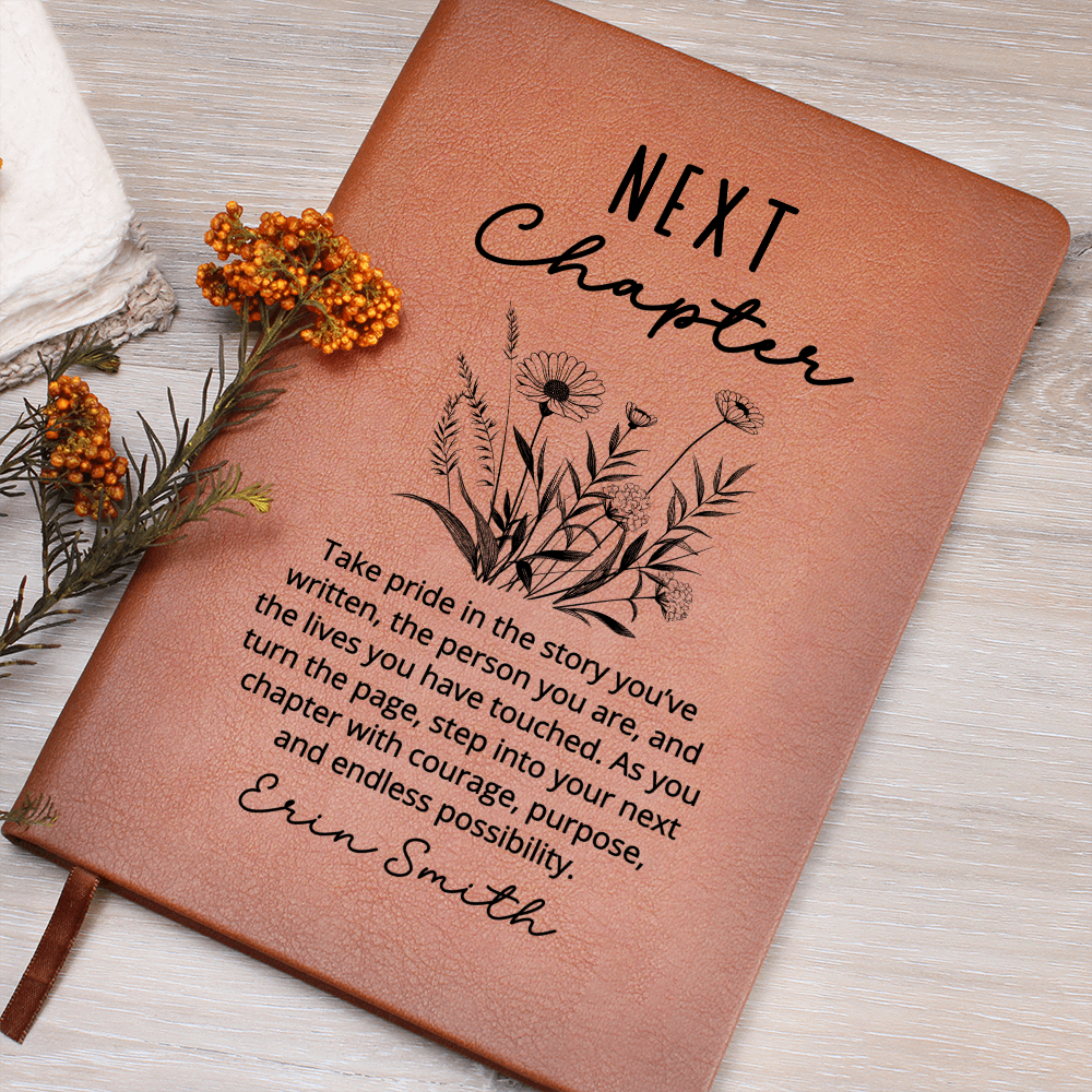 Personalized Next Chapter Journal, Wild Flowers Graduation Gift, New School, New Job, Retirement, Farewell Gift, Custom Name Notebook