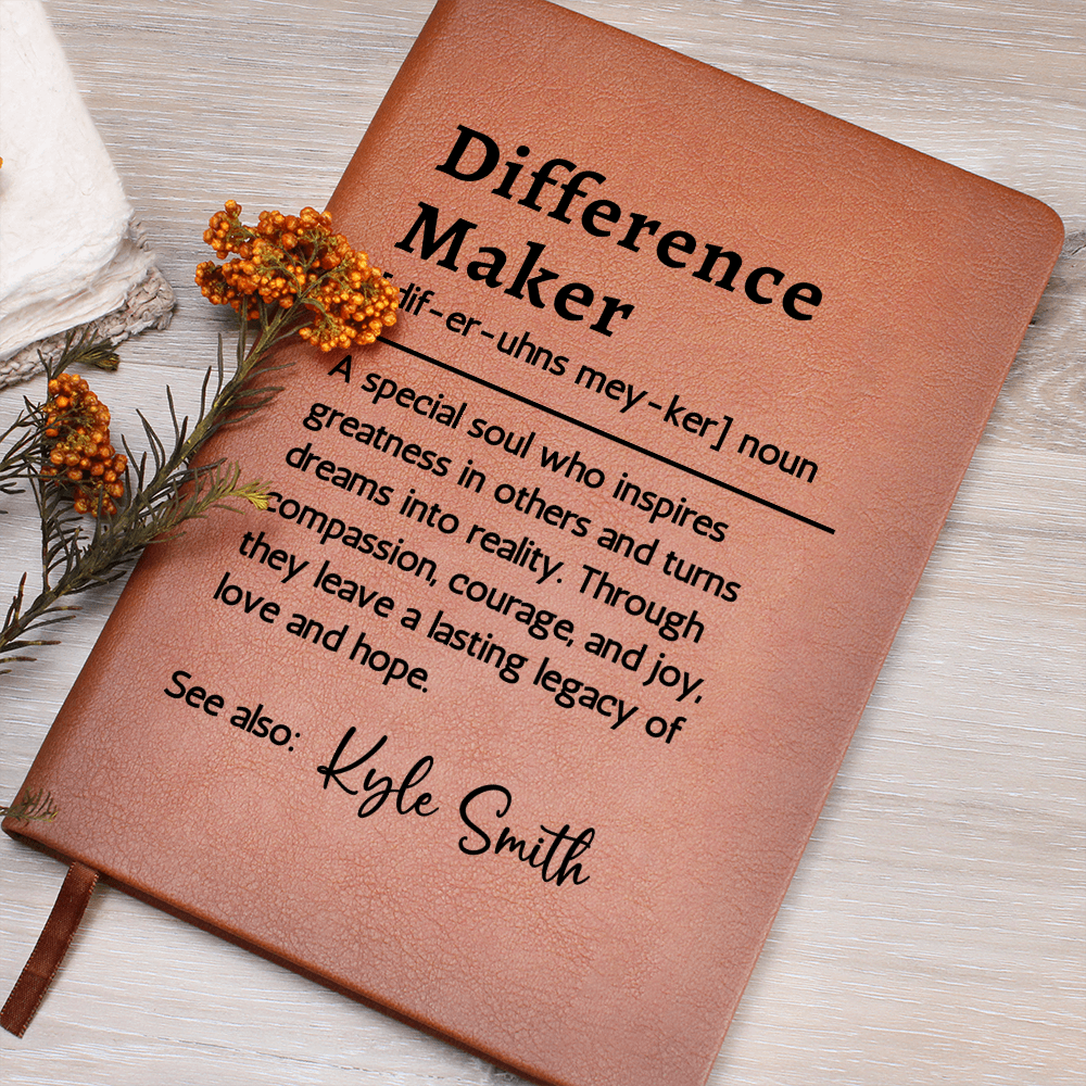 Difference Maker Custom Notebook Journal, Mentor Gift, Teacher Appreciation Gift, Thank You Retirement Gift, Christmas Gift for Coworker or Boss