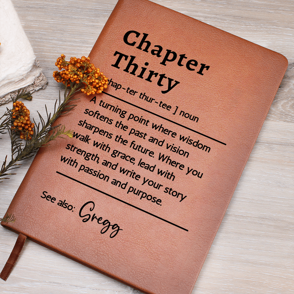 Chapter Thirty Personalized Journal, 30th Birthday Gift for Her or Him, Custom Name Journal, New Chapter Keepsake for 30 Year Old