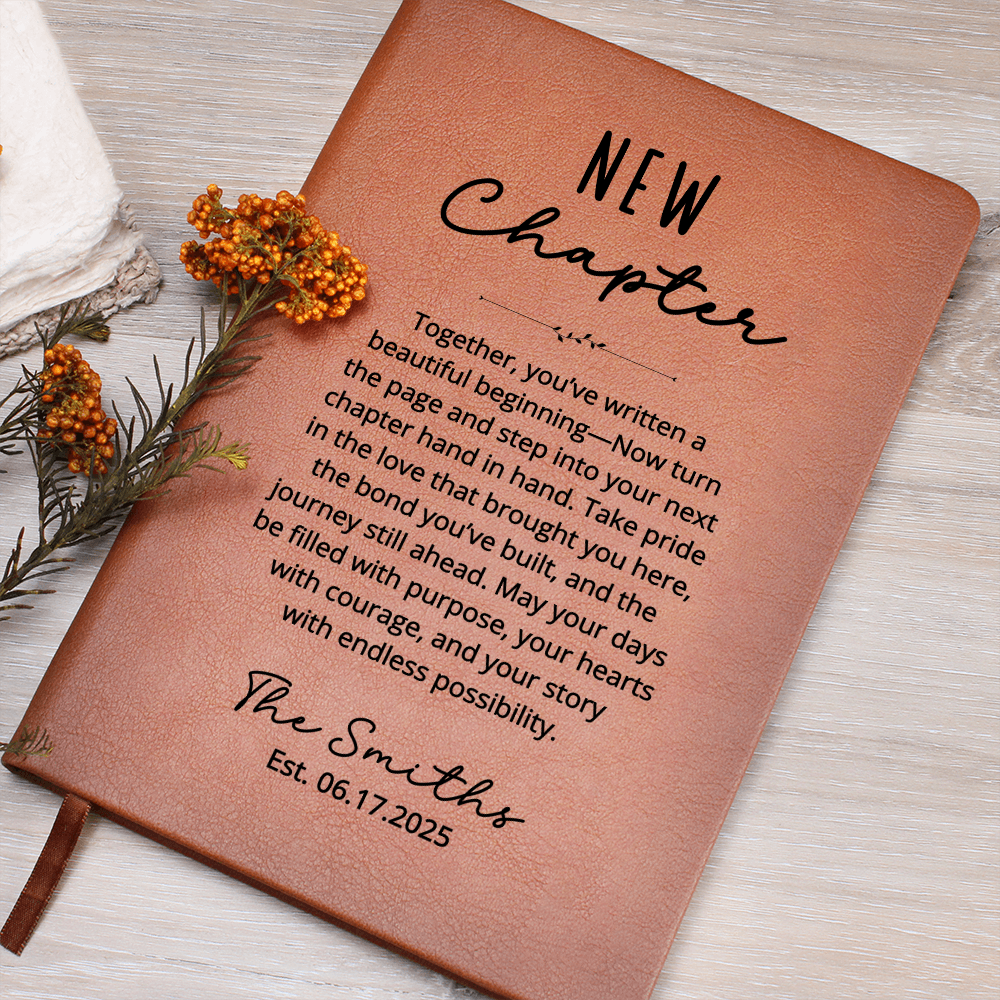 Personalized Wedding Keepsake Journal | Custom Name and Date Notebook for Couple New Chapter Gift for Bride Groom | Marriage Memory Book