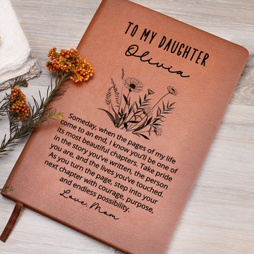 To My Daughter Personalized Journal – Vegan Leather Gift from Mom, Custom Name Journal, Meaningful Birthday or Graduation Gift