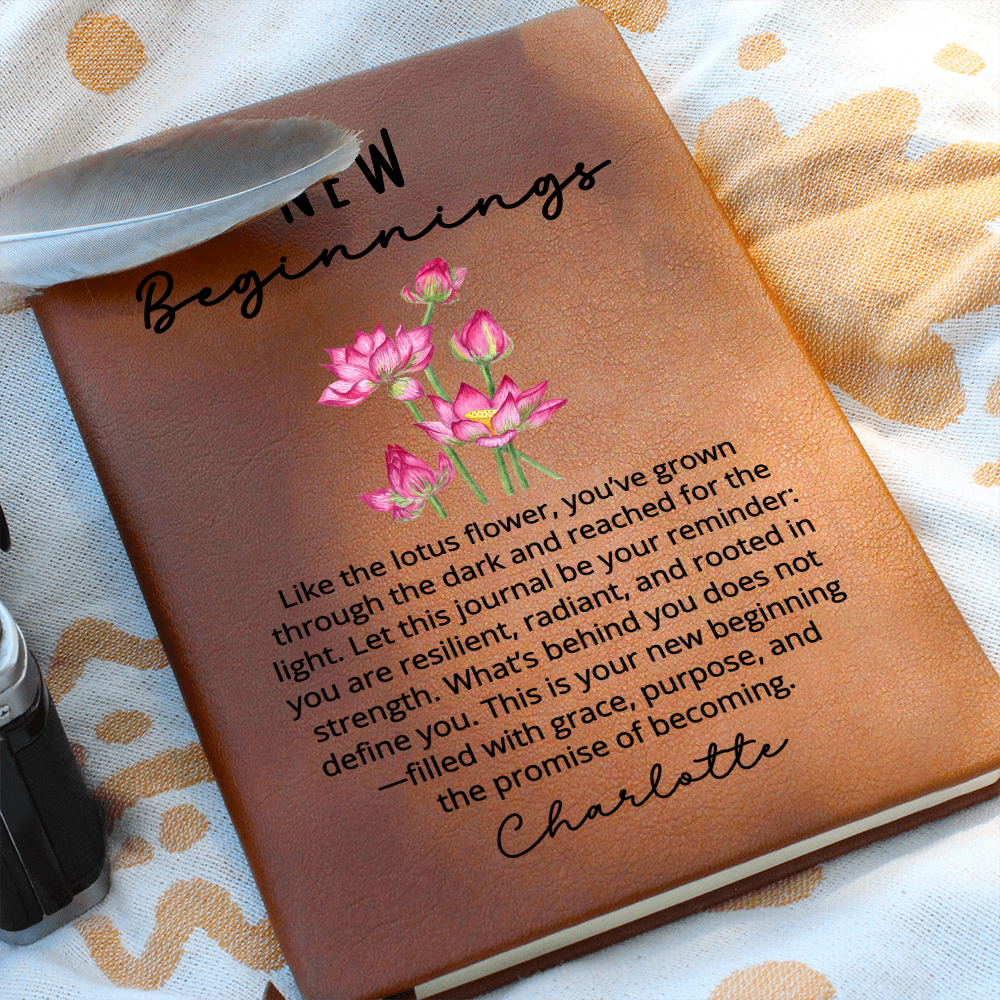 Personalized Lotus Flower Journal for Her – New Chapter Encouragement Gift – Divorce, Healing, Self Love, Recovery, Fresh Star Notebook
