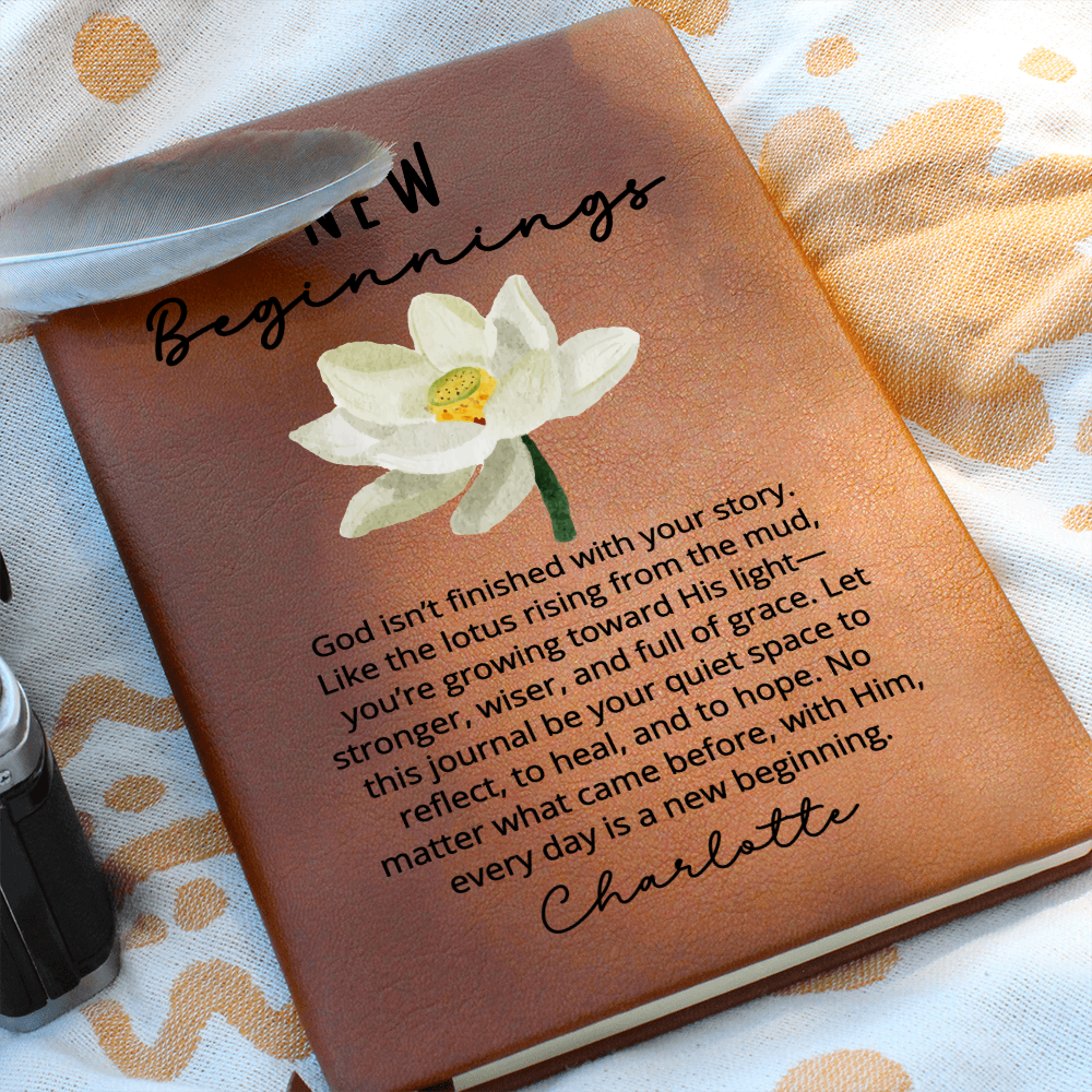 Christian New Beginnings Journal Gift for Her – Faith-Based Lotus Flower Notebook – Encouragement, Divorce, Sobriety, Recovery Gift