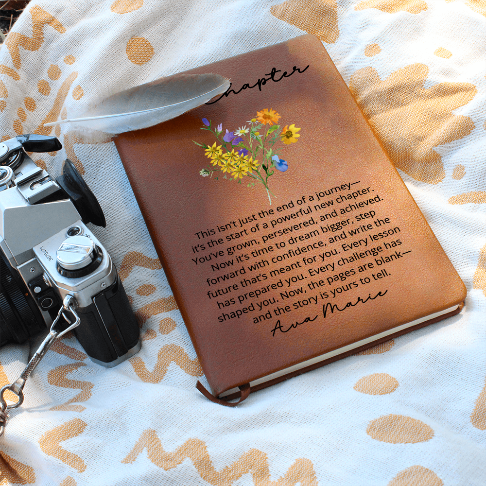Personalized New Chapter Journal, Custom Name Notebook, A5 Vegan Leather Journal, Retirement Gift, New Beginnings, Coworker Gift