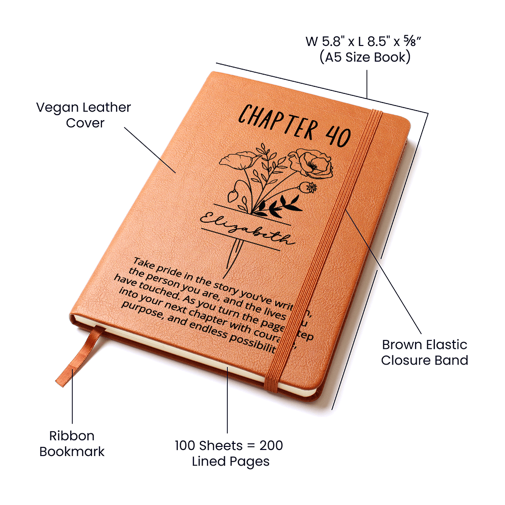 40th Birthday Gift for Her or Him-Chapter 40 Name Journal Birth Month Flower Notebook, Personalized Birthday Gift for 40 Year Old Daughter