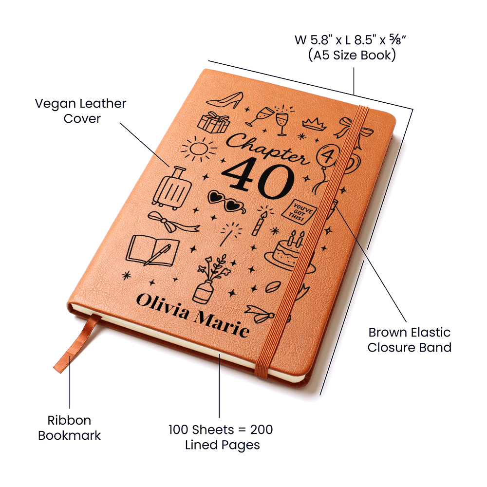 Chapter 40 Birthday Journal for Her – Custom 40th Birthday Gift for Women – Milestone Gift Idea – Turning 40 Keepsake Notebook
