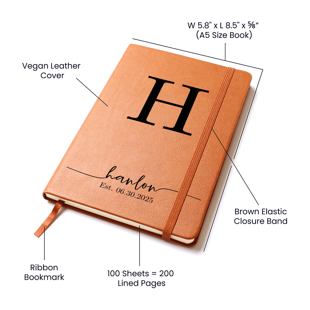 Personalized Family Name Journal – Custom Monogram Gift with EST. Date – Wedding Guest Book, Anniversary, Housewarming Gift for Couple
