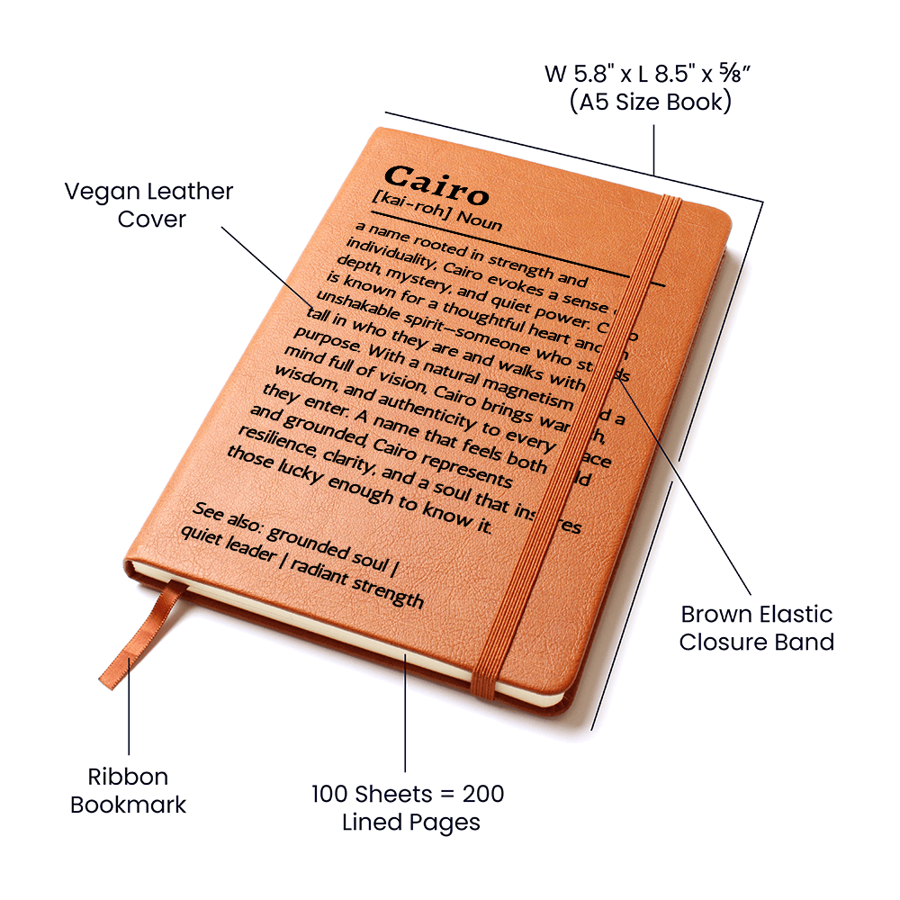 Custom Name Definition Journal – Personalized Word Meaning Notebook – Thoughtful Christmas Gift for Him Her – Unique Birthday Gift – Vegan Leather Keepsake