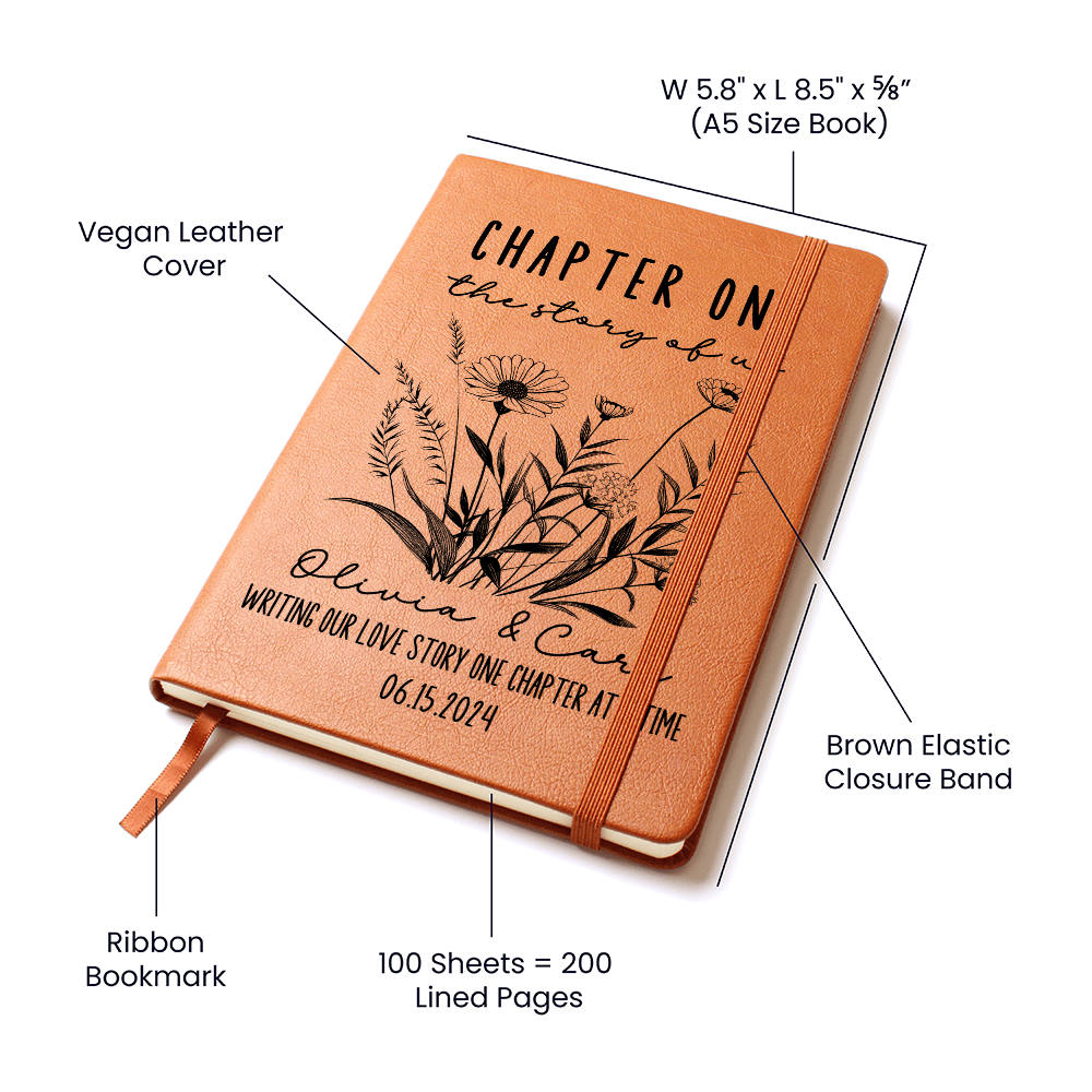 Chapter 1 Love Letters Journal Personalized Couples Notebook Custom First Anniversary Paper Gift for Husband Wife Memories Together