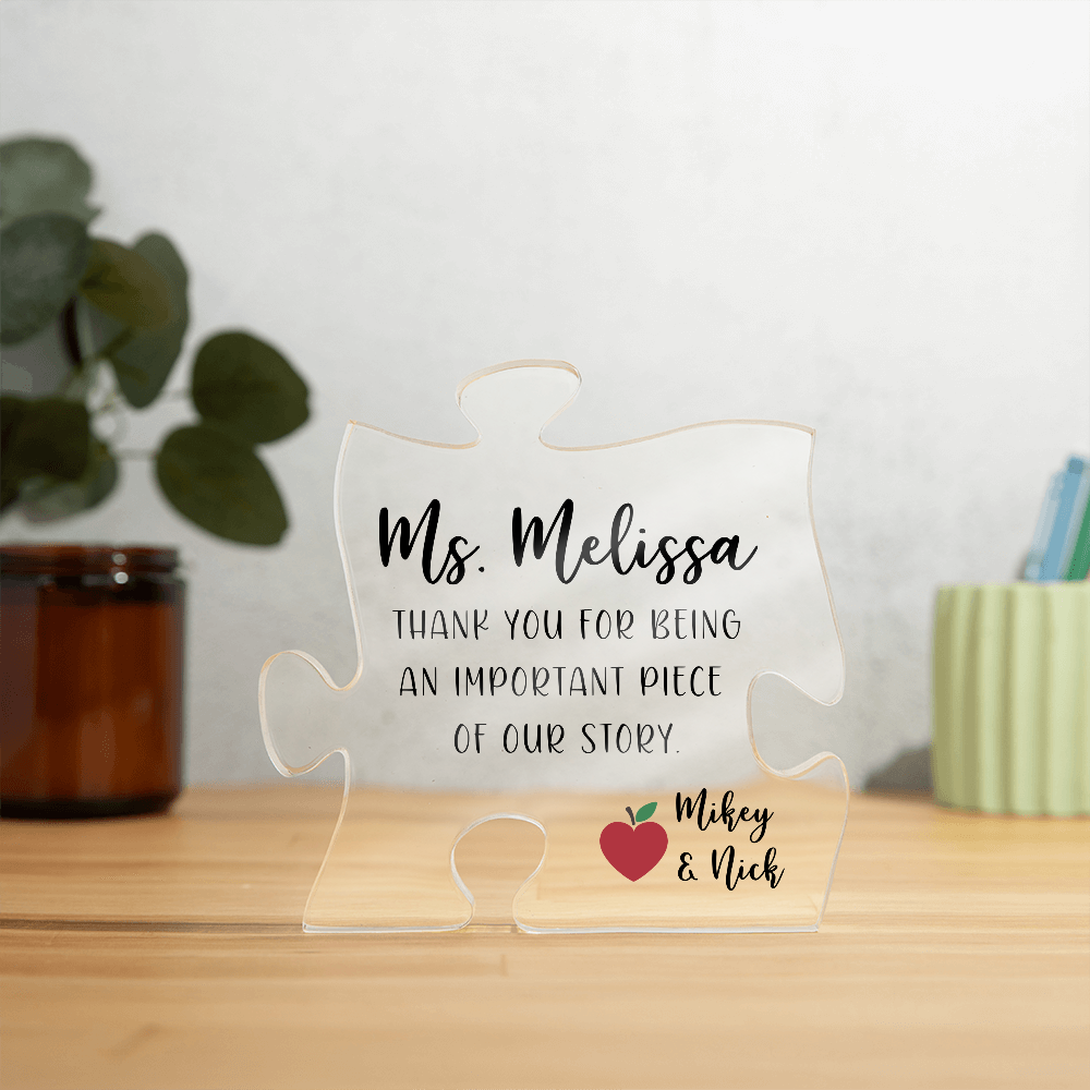 Personalized Teacher Appreciation Puzzle Piece Plaque | Thank You Gift for Teachers and Principals