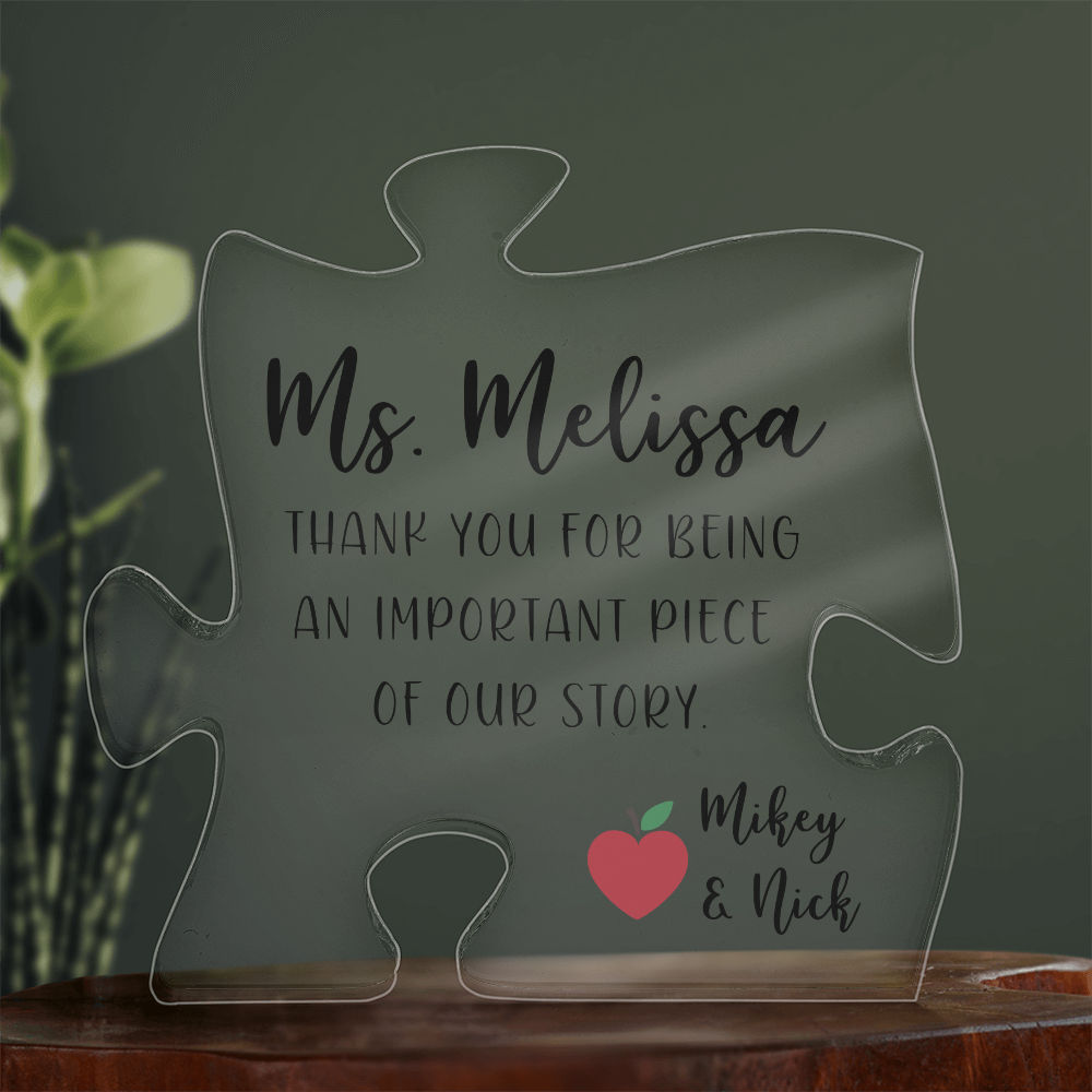 Personalized Teacher Appreciation Puzzle Piece Plaque | Thank You Gift for Teachers and Principals