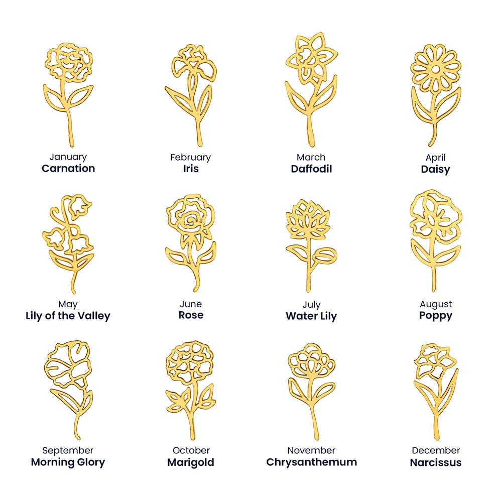 No Rain No Flowers Personalized Birth Flower Name Necklace