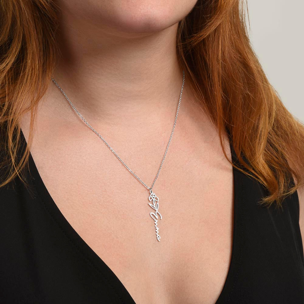 To My Granddaughter Birth Flower Name Necklace