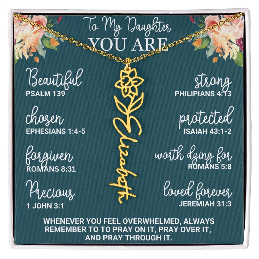 To My Daughter You Are Birth Flower Name Necklace Encouragement Gift